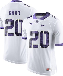 Male TCU Horned Frogs White Deante Gray College Football Jersey
