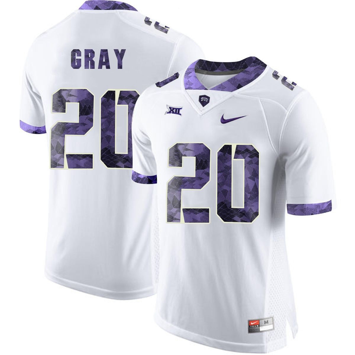 Male TCU Horned Frogs White Deante Gray College Football Jersey