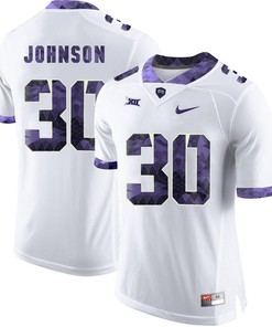 Male TCU Horned Frogs White Denzel Johnson College Football Jersey