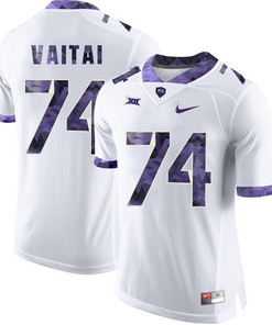 Male TCU Horned Frogs White Halapoulivaati Vaitai College Football Jersey