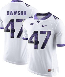 Male TCU Horned Frogs White P.J. Dawson College Football Jersey