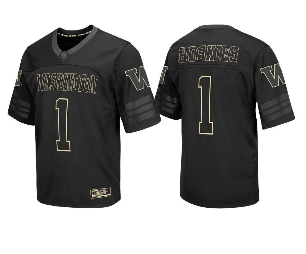 Male Washington Huskies Black College Colosseum Blackout Football Jersey