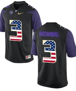 Male Washington Huskies Black Jake Browning NCAA Football Fashion Jersey