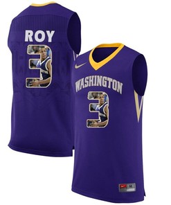 Male Washington Huskies Purple Brandon Roy NCAA Basketball Jersey with Player Pictorial