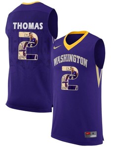 Male Washington Huskies Purple Isaiah Thomas NCAA Basketball Jersey with Player Pictorial