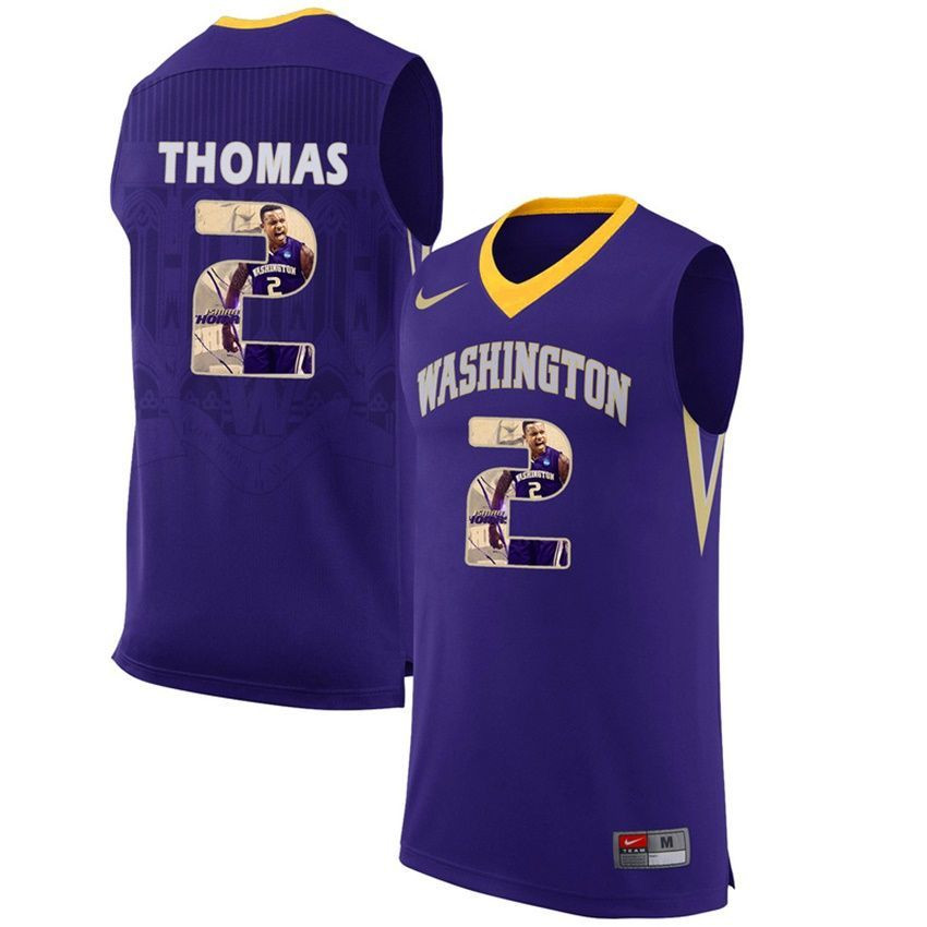 Male Washington Huskies Purple Isaiah Thomas NCAA Basketball Jersey with Player Pictorial