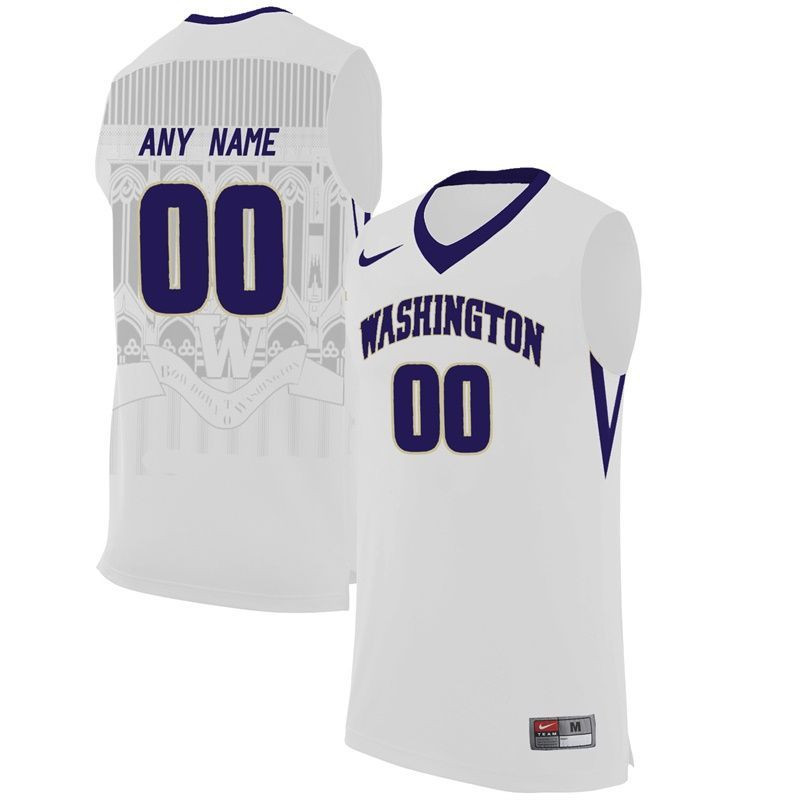 Male Washington Huskies White College Basketball Team Performance Customized Jersey