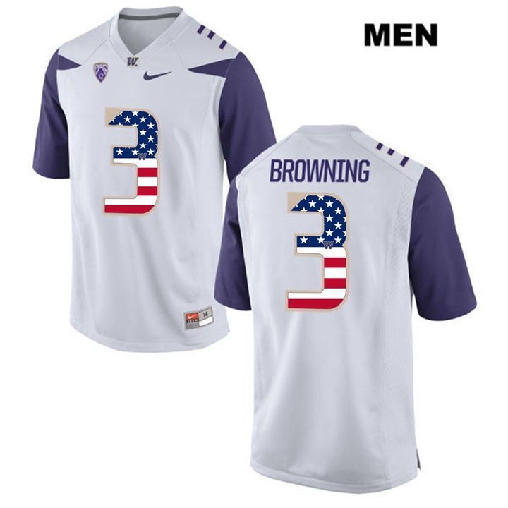 Male Washington Huskies White Jake Browning NCAA Football Fashion Jersey