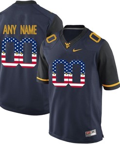 Male West Virginia Mountaineers Blue Custom College Football Limited Jersey