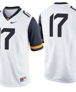 Male West Virginia Mountaineers White College Football Game Performance Jersey