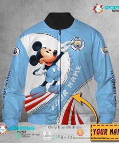 Manchester City Custom Name Mickey Mouse Bomber Jacket