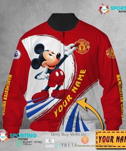 Manchester United Custom Name Mickey Mouse Bomber Jacket