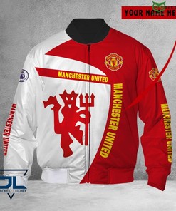 Manchester United Red White Mascot Bomber Jacket