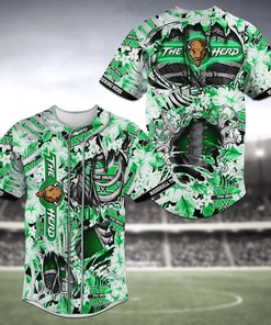 Marshall Thundering Herd NCAA Baseball Jersey Shirt Skeleton
