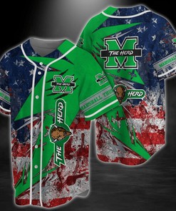 Marshall Thundering Herd NCAA Baseball Jersey Shirt US Flag