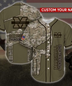Marshall Thundering Herd NCAA Personalized Baseball Jersey Shirt Camo