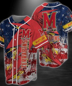 Maryland Terrapins NCAA Baseball Jersey Shirt - US Flag
