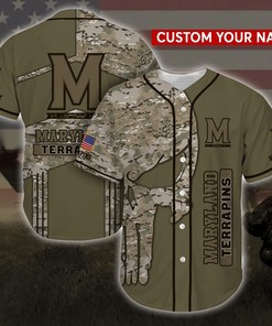 Maryland Terrapins NCAA Personalized Baseball Jersey Shirt Camo