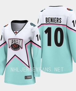 Matty Beniers 10 Seattle Kraken 2023 All-Star Game Jersey White Equipment