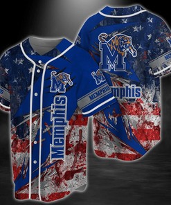 Memphis Tigers NCAA Baseball Jersey Shirt US Flag