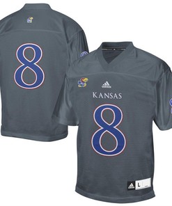 Men Kansas Jayhawks #8 Gray College Football Jersey