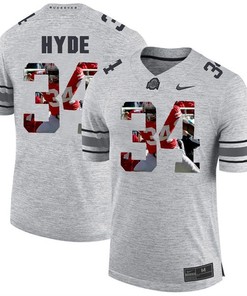Men Ohio State Buckeyes Gray CameCarlos Hyde College Football Fashion Jersey