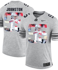 Men Ohio State Buckeyes Gray Cameron Johnston College Football Fashion Jersey