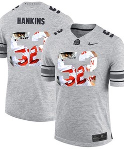 Men Ohio State Buckeyes Gray Johnathan Hankins College Football Fashion Jersey