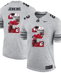 Men Ohio State Buckeyes Gray Malcolm Jenkins College Football Fashion Jersey
