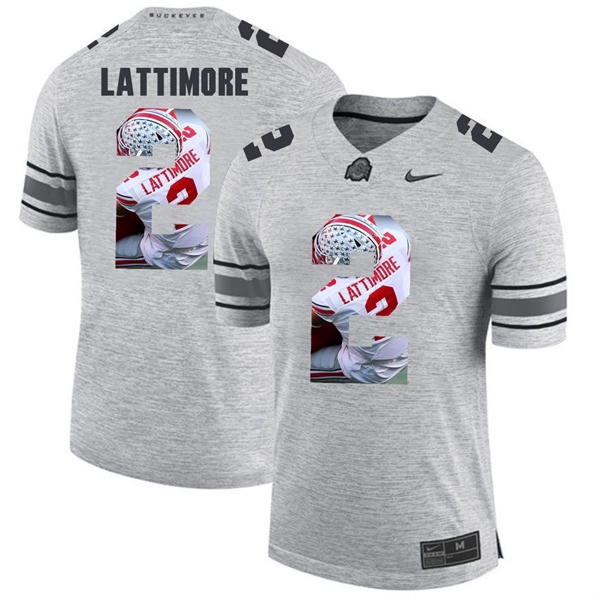 Men Ohio State Buckeyes Gray Marshon Lattimore College Football Fashion Jersey