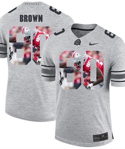 Men Ohio State Buckeyes Gray Noah Brown College Football Fashion Jersey