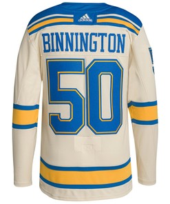 Men's Jordan Binnington Cream St. Louis Blues 2022 Winter Classic Player Jersey Jersey