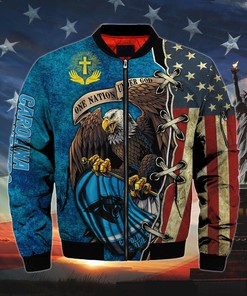 Men’s One Nation Under God Carolina Panthers Bomber Jackets