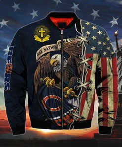 Men’s One Nation Under God Chicago Bears Bomber Jackets