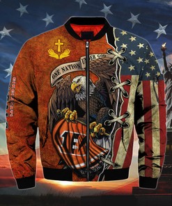 Men’s One Nation Under God Cincinnati Bengals Bomber Jackets
