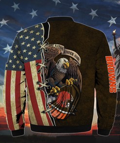 Men’s One Nation Under God Cleveland Browns Bomber Jackets