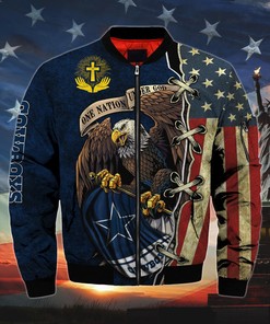 Men’s One Nation Under God Dallas Cowboys Bomber Jackets