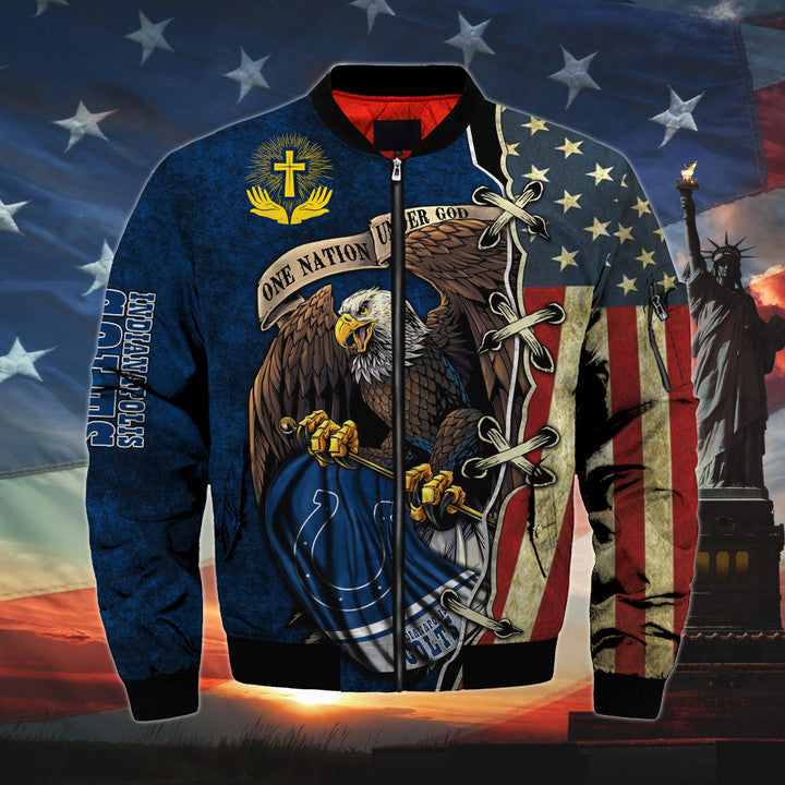 Men’s One Nation Under God Indianapolis Colts Bomber Jackets