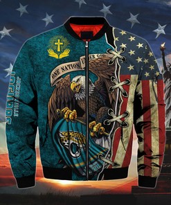 Men’s One Nation Under God Jacksonville Jaguars Bomber Jackets