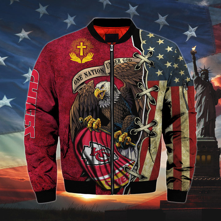 Men's One Nation Under God Kansas City Chiefs Bomber Jackets