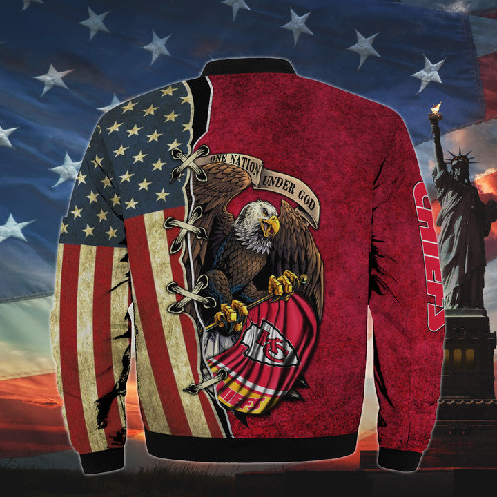 Men's One Nation Under God Kansas City Chiefs Bomber Jackets