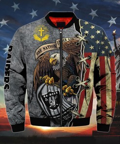 Men's One Nation Under God Las Vegas Raiders Bomber Jackets