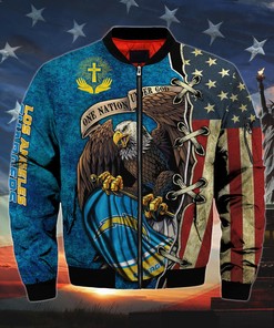 Men's One Nation Under God Los Angeles Chargers Bomber Jackets