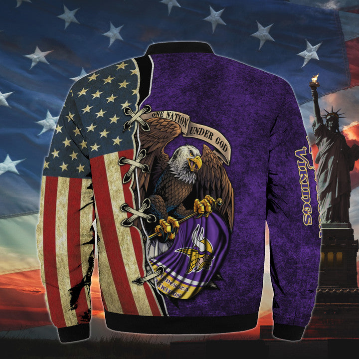 Men's One Nation Under God Minnesota Vikings Bomber Jackets