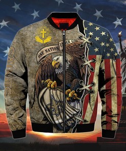 Men's One Nation Under God New Orleans Saints Bomber Jackets