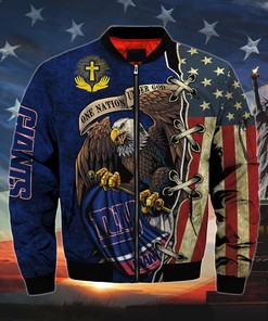 Men's One Nation Under God New York Giants Bomber Jackets