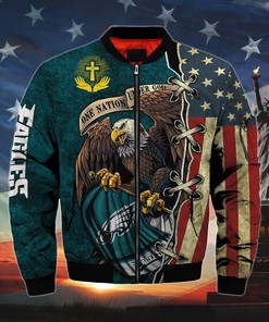 Men's One Nation Under God Philadelphia Eagles Bomber Jackets