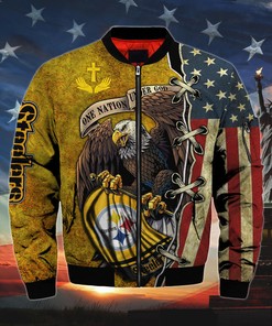 Men's One Nation Under God Pittsburgh Steelers Bomber Jackets
