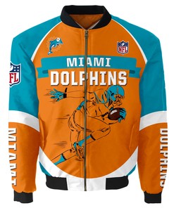 Miami Dolphins Bomber Jacket Graphic Player Running