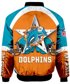 Miami Dolphins Bomber Jacket Graphic Player Running